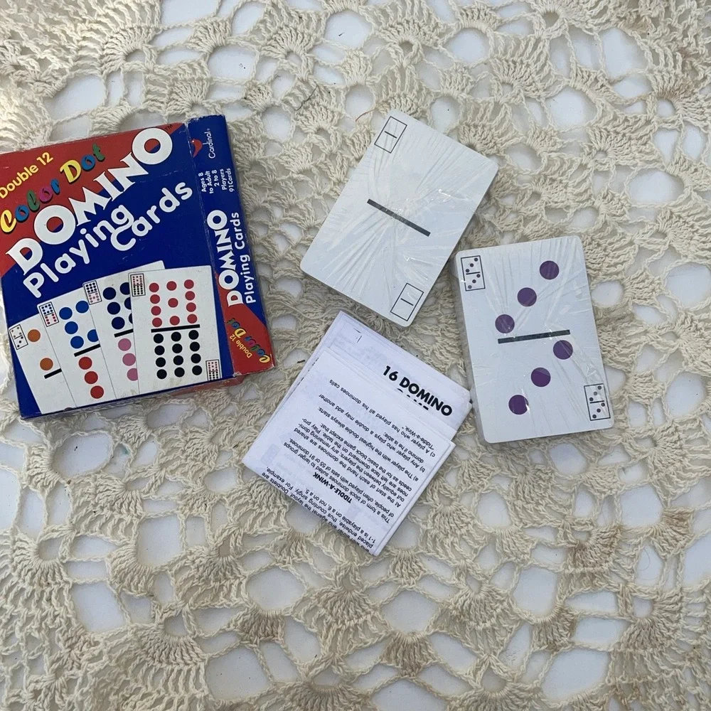 Vintage Cardinal 517 Double 12 Color Dot Domino Playing Cards, NEW OLD STOCK